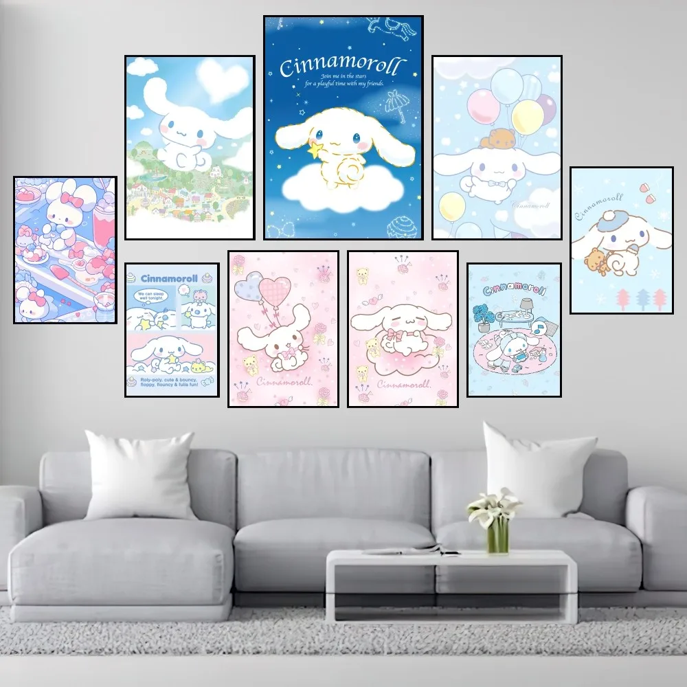 Cute Cinnamoroll Rabbit Poster Prints Wall Painting Bedroom Living Room Decoration Office Small