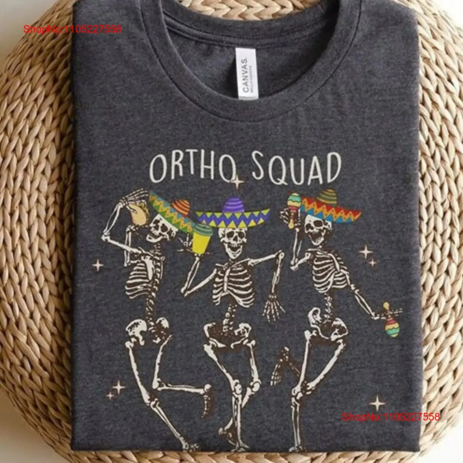 Camiseta Ortho Squad Cinco de Mayo para Enfermeras Ortopédicas RN, Fiesta Mexicana del 5 de Mayo, con Diseño de Esqueletos y Cirugía, Estilo Vintage Lavado
