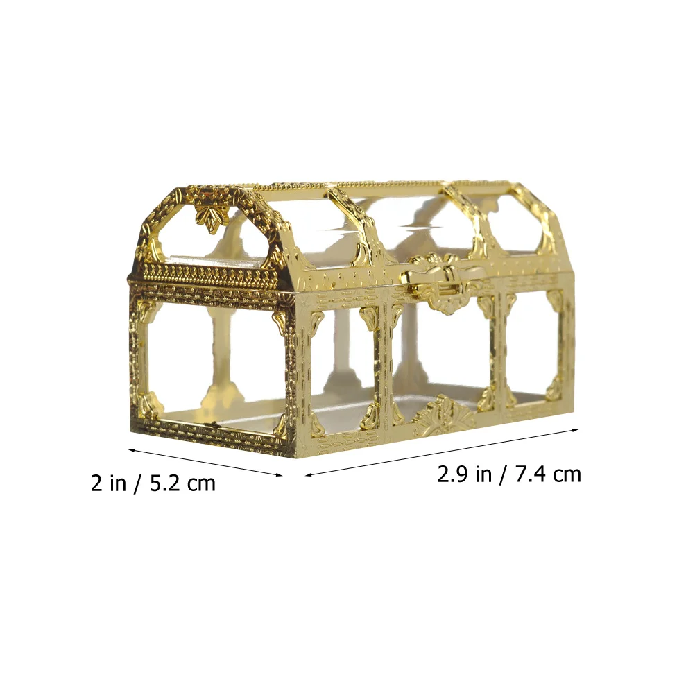 

12pcs Golden Candy Boxes 7 4x5 2x5 cm Pirate Treasure Chest Wedding Party Favor Decorative Plastic Storage Boxes Goodies