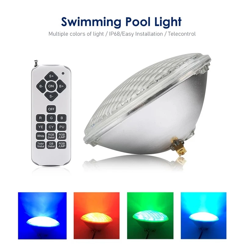 luz conduzida subaquatica 12v par56 18w 36 54 rgb piscina lampada ip 68 multicolorido a prova dmulticolagua com controle remoto 01