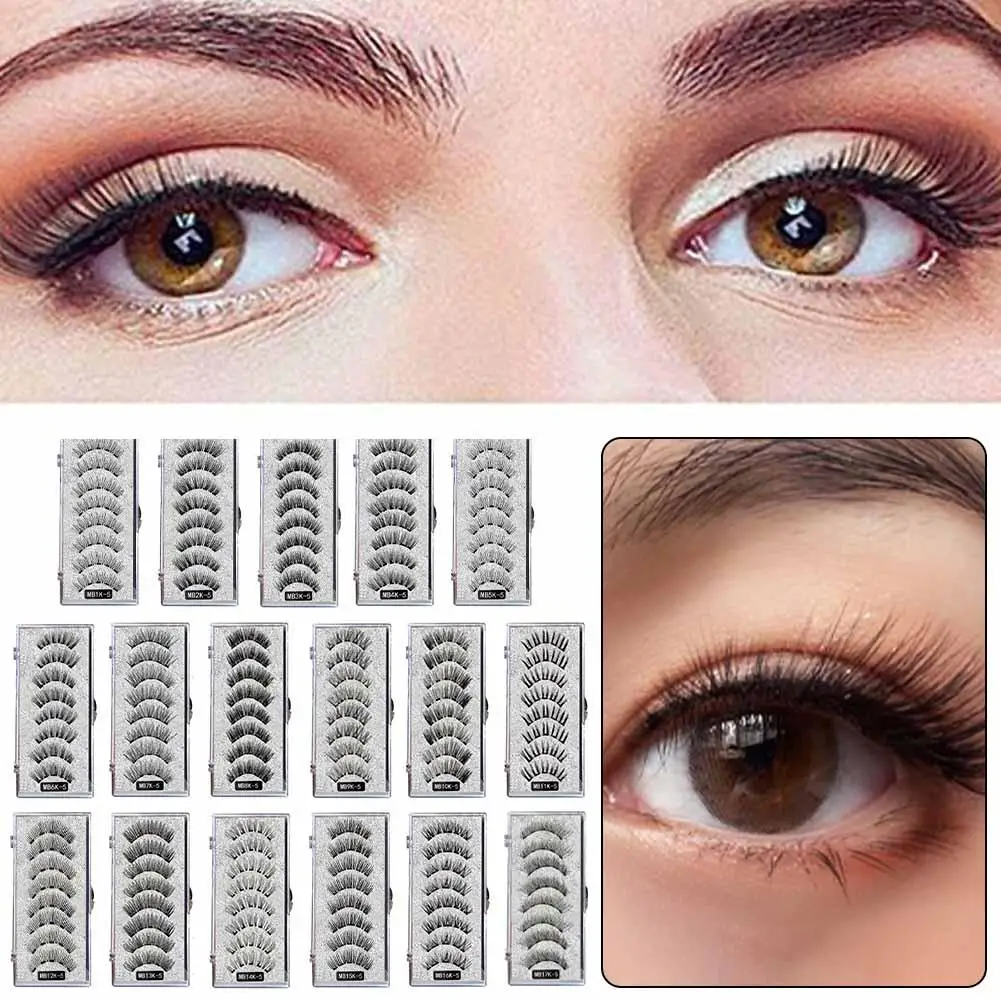 3D Natural Magnetic Eyelashes,With 5 Magnetic Lashes Shipping Box Eyelashes Handmade False Gift Reusable Support Drop Magnetic