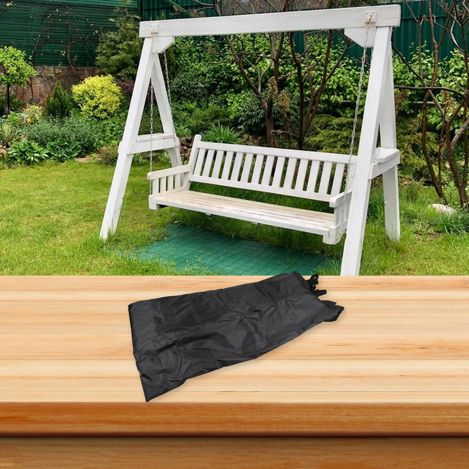 Weather Resistant Oxford Fabric Patio Swing Cover for A Frame Swings with Ventilation Holes and Secure Rubber Band Attachment