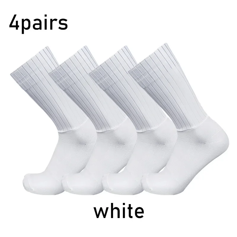 

2024 New Aero Pure Color Cycling 4pairs/set Sports Socks Silicone Non-slip Pro Racing Bicycle Socks Summer Cool Calcetines
