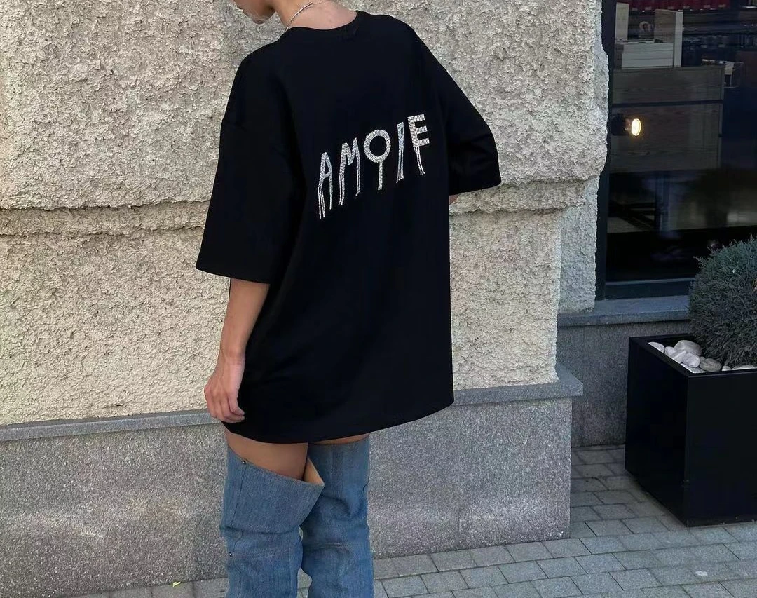

100% Pure Cotton 2025 New Printed Summer Letter Short Sleeved Top