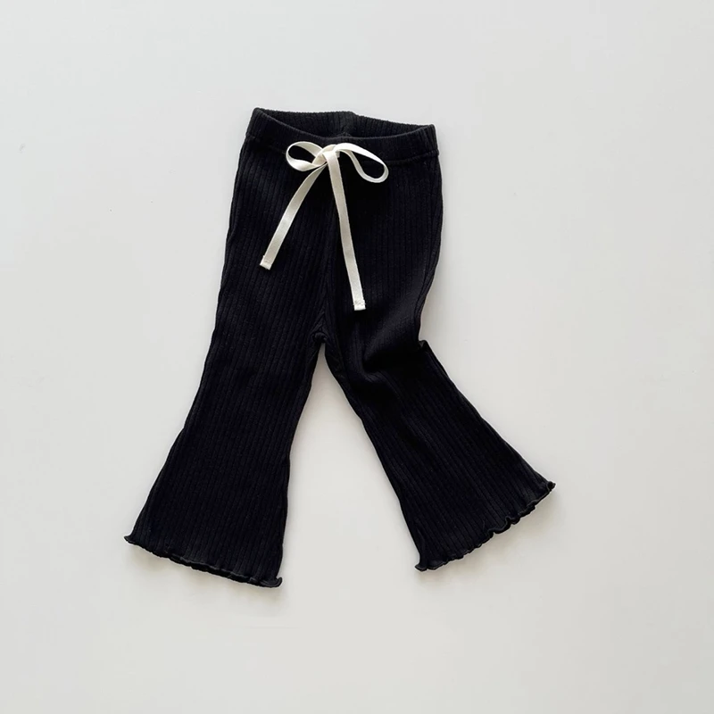 Children Girls Summer Pants Girls Cotton Ruffled Bell-bottoms Pants Kids Skin-friendly And Breathable Casual High Elastic Pants