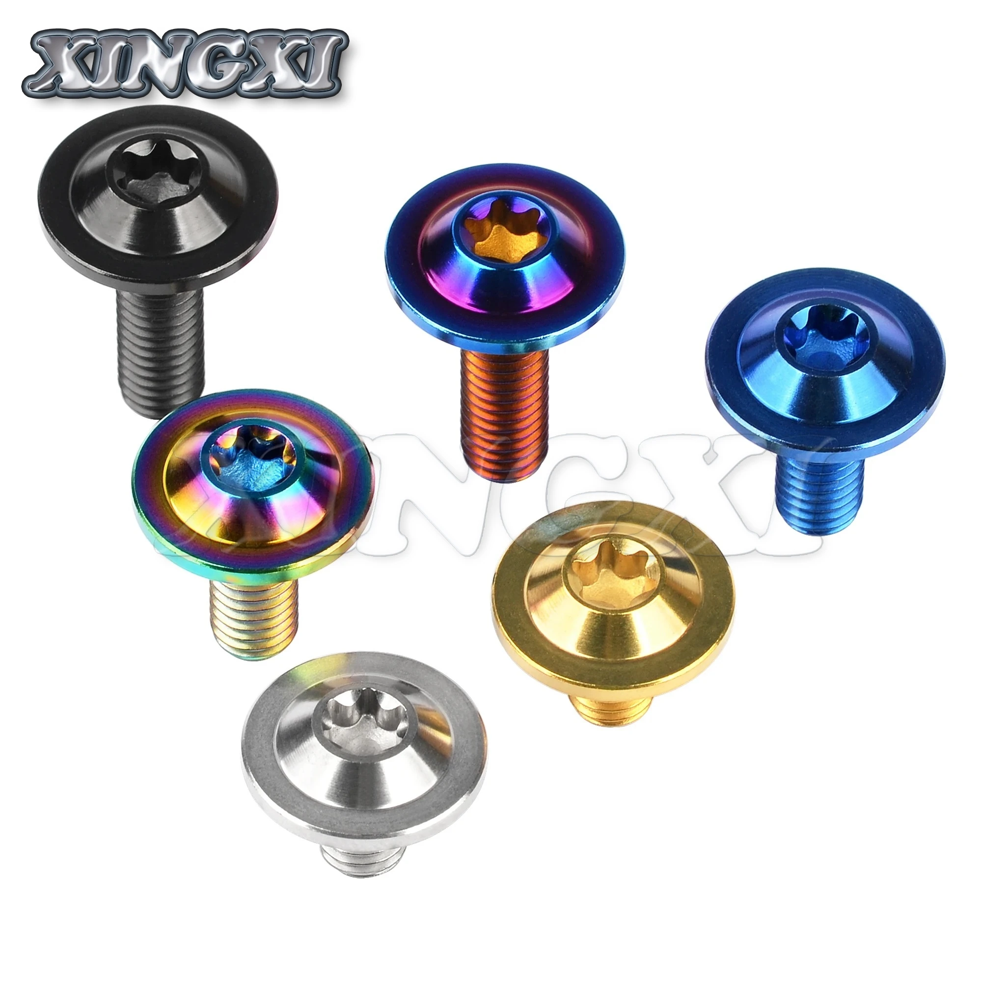 Xingxi 5PCS Titanium Ti Bolt M6X10 15 20mm Dish Torx Head Screw for Riding Shell Modification TC4 Bolts Accessories Fastener