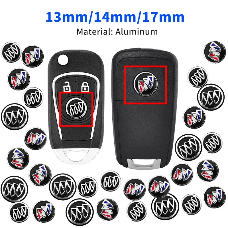 

13mm 14mm 17mm Car Remote Key Aluminum Logo Sticker For Buick GL6 Envista Park Avenue royaum enclave Encore Envision Excelle XT