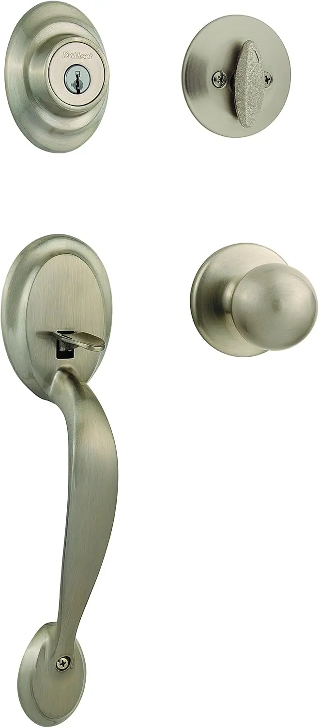 

Dakota Front Door Lock Handle and Deadbolt Set, Entry Handleset Exterior with Interior Door Knob, Satin Nickel