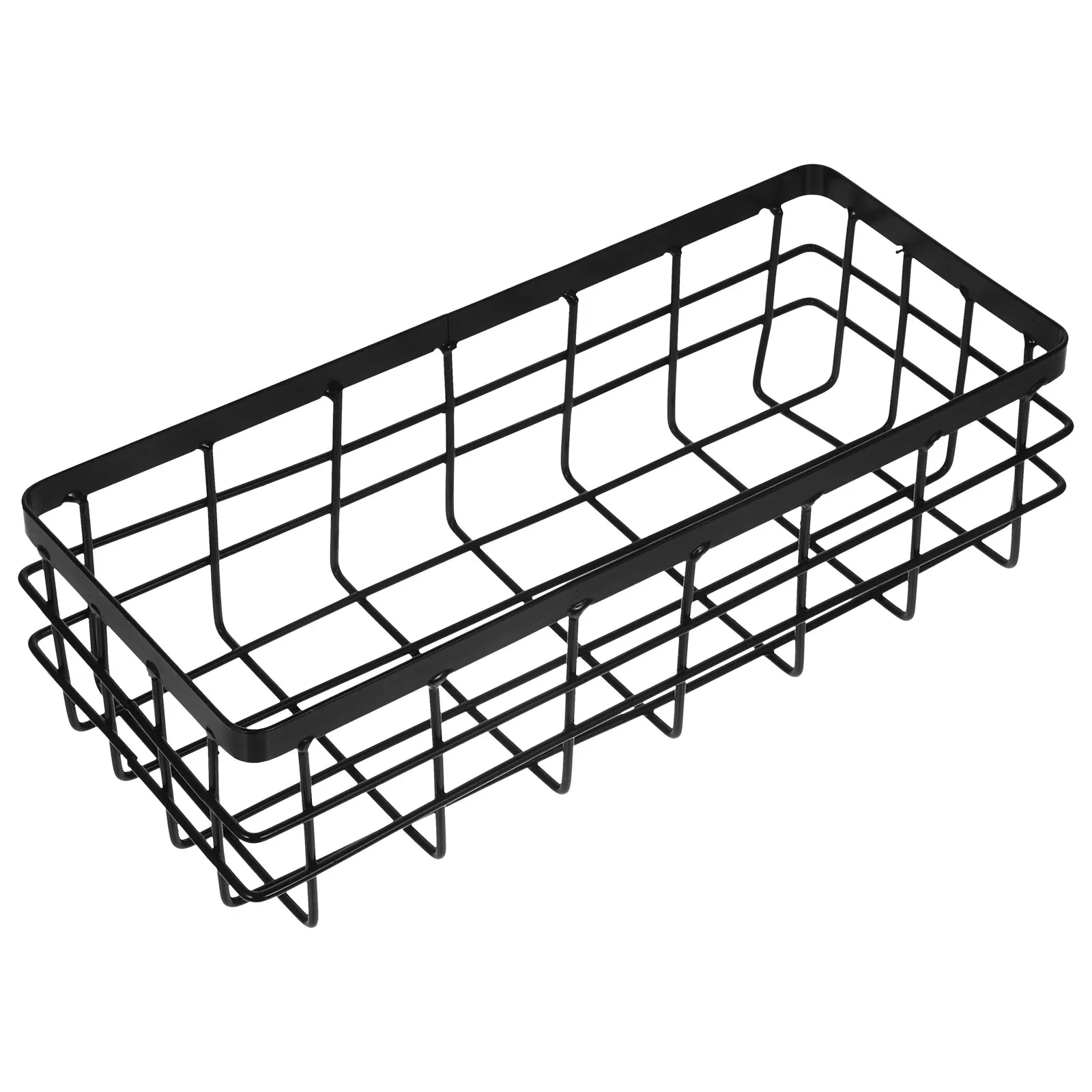 

Rectangular Metal Storage Basket Bathroom Wall Rack Smooth Edge Organizer Holder for Toothbrush Cup Toothpaste Storage and