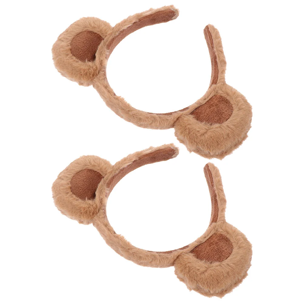 

2 Pcs Bear Headband Hair Bands Makeup Portable Dress Hairband Decorative Tail Animal Headwear for Party Fabric Cloth Child Baby