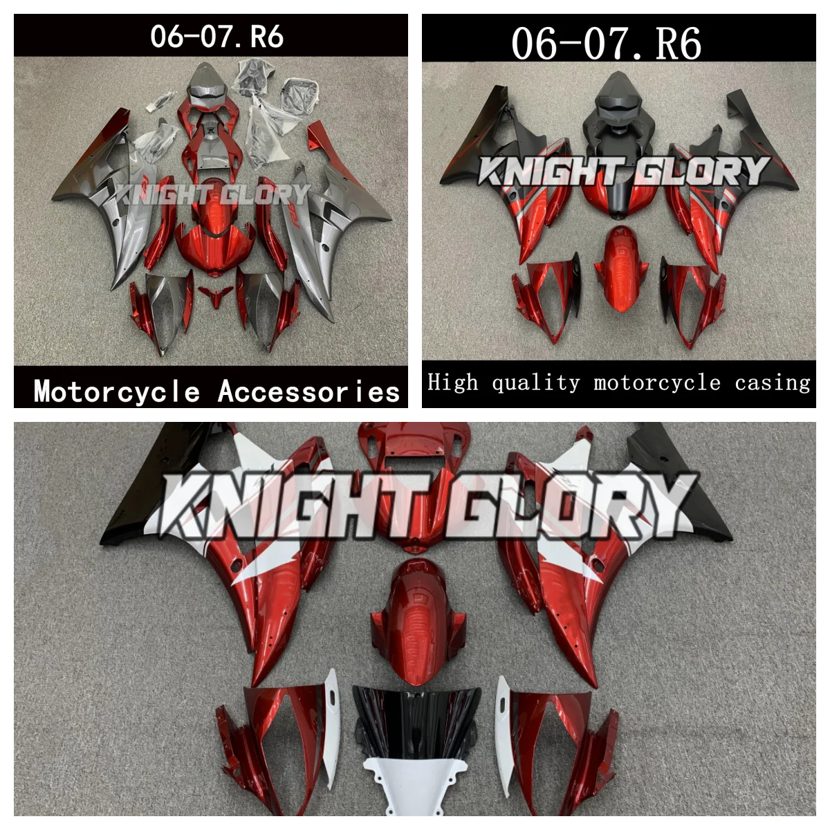 

Applicable to the YZF R6 models of 2006 and 2007, including the body shell, body kit and ABS injection molding. red