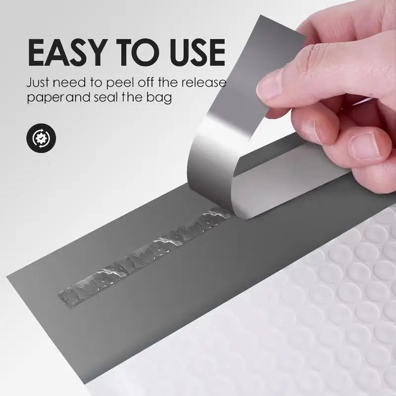 10 Pcs White Self-Sealing Bubble Envelopes Waterproof Easy-Tear Mailers for Quick Packaging E-Commerce Order Shipping