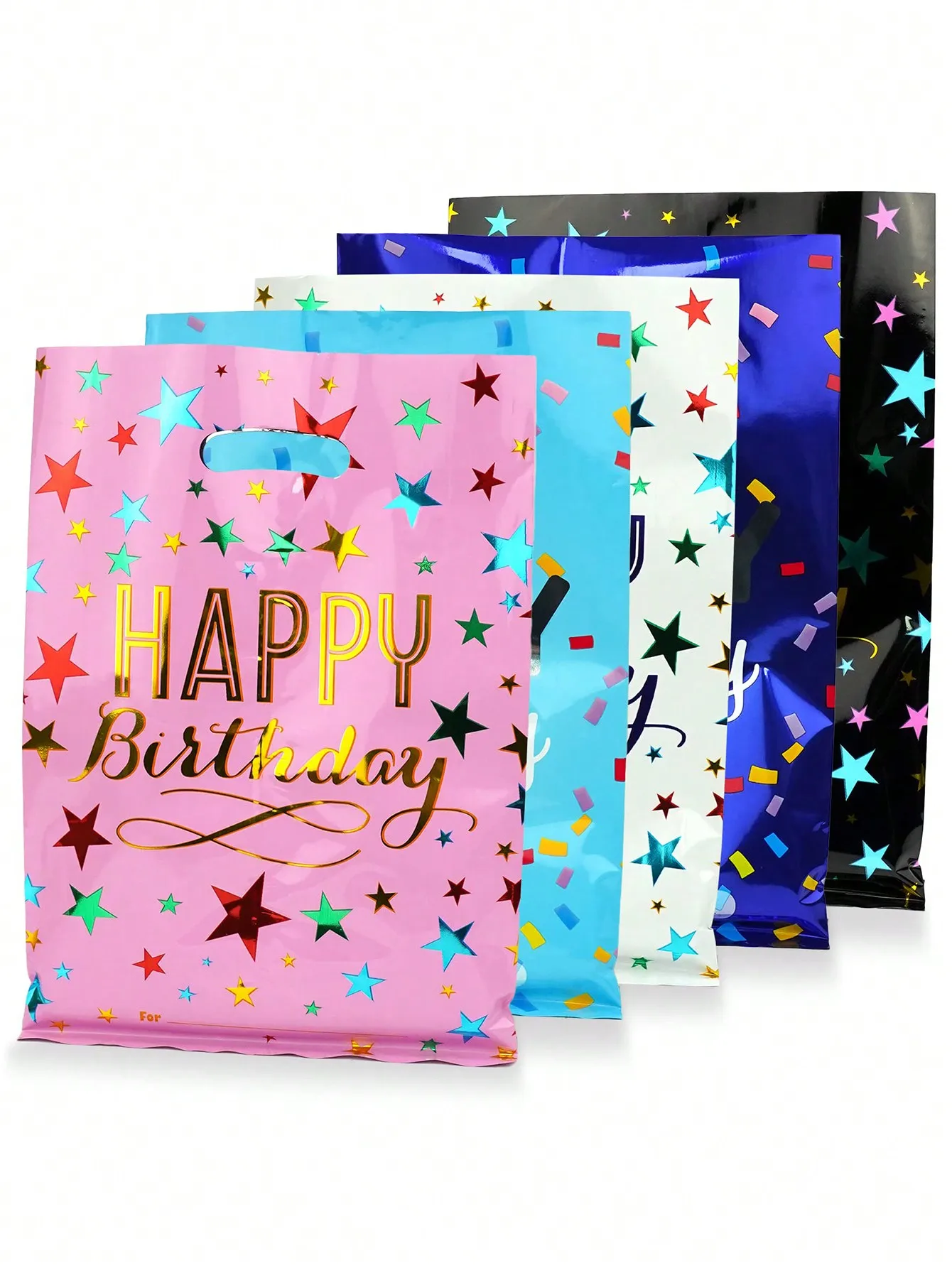 20pcs/40pcs- Happy Birthday gift bag Multi-color star print portable bag reusable portable storage bag suitable for birthday par