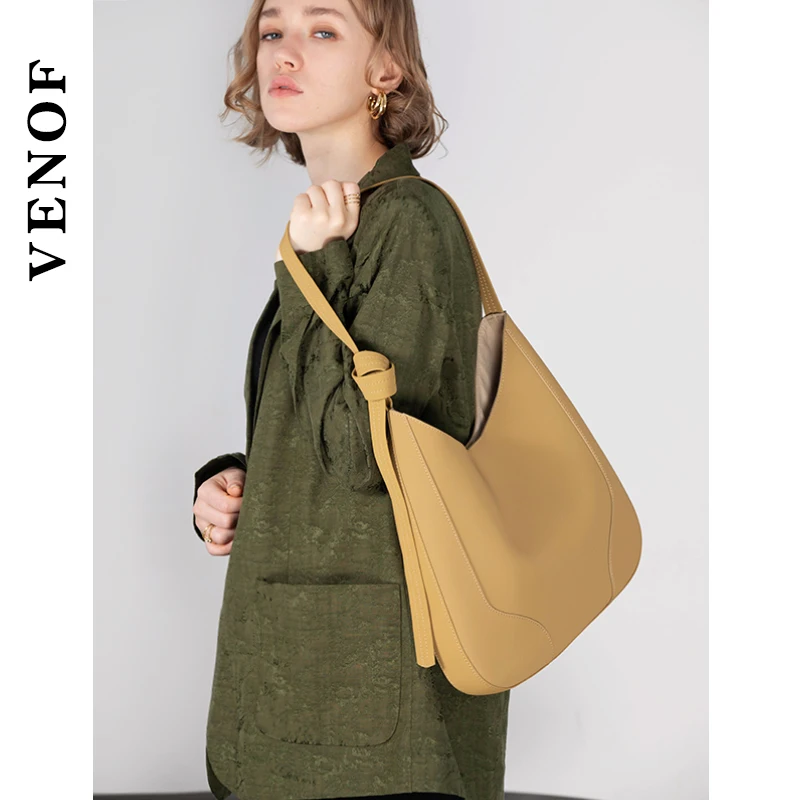 VENOF 2024 Tote Bag for Women New Fashion Handbag Genuine Leather Women\'s Shoulder Bags Large Capacity Purse Casual Female Bag