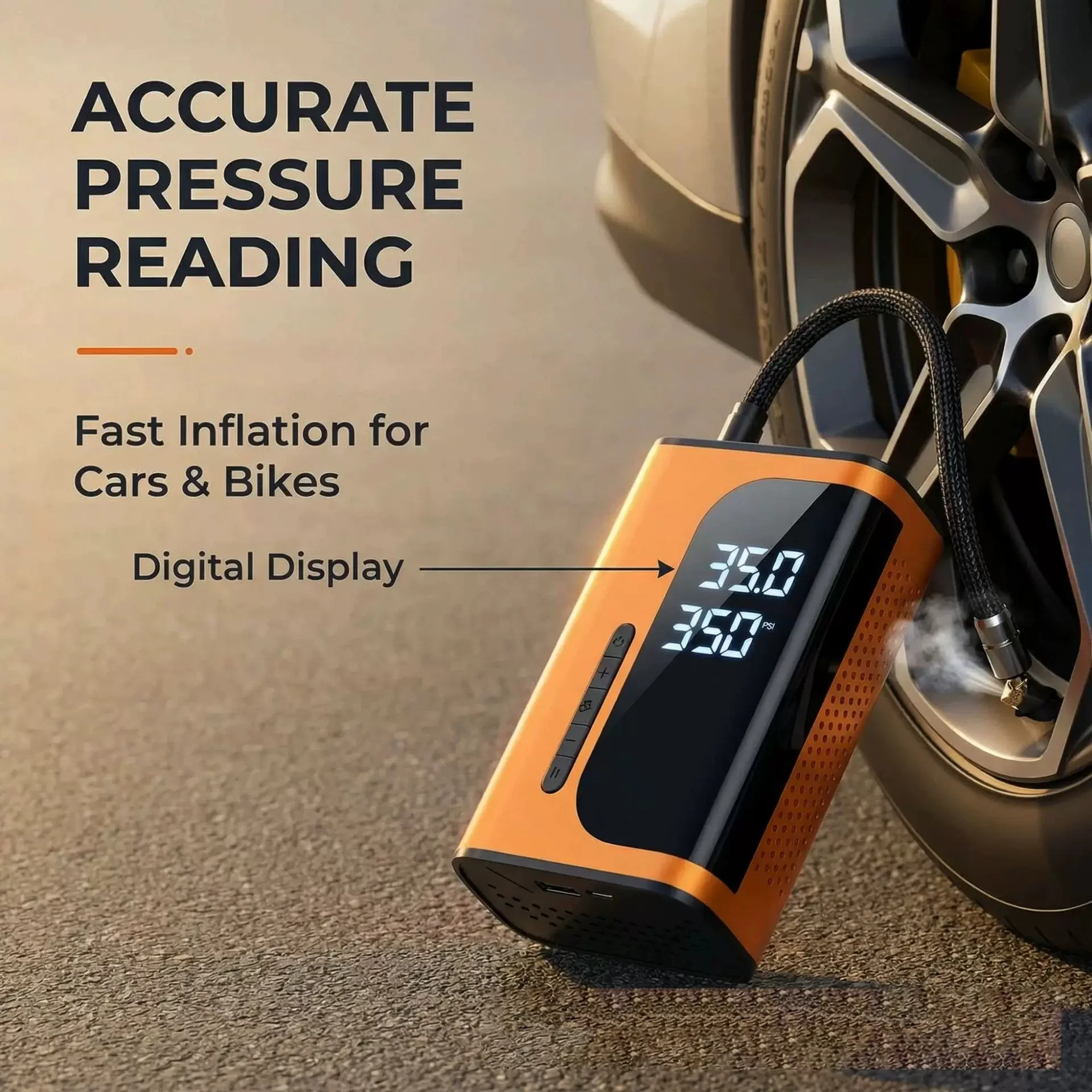 MQHS Portable Car Air Compressor 3X Faster 150PSI Cordless Tire Inflator Pump with Digital Gauge for Car Motorcycle Bike Air Pump