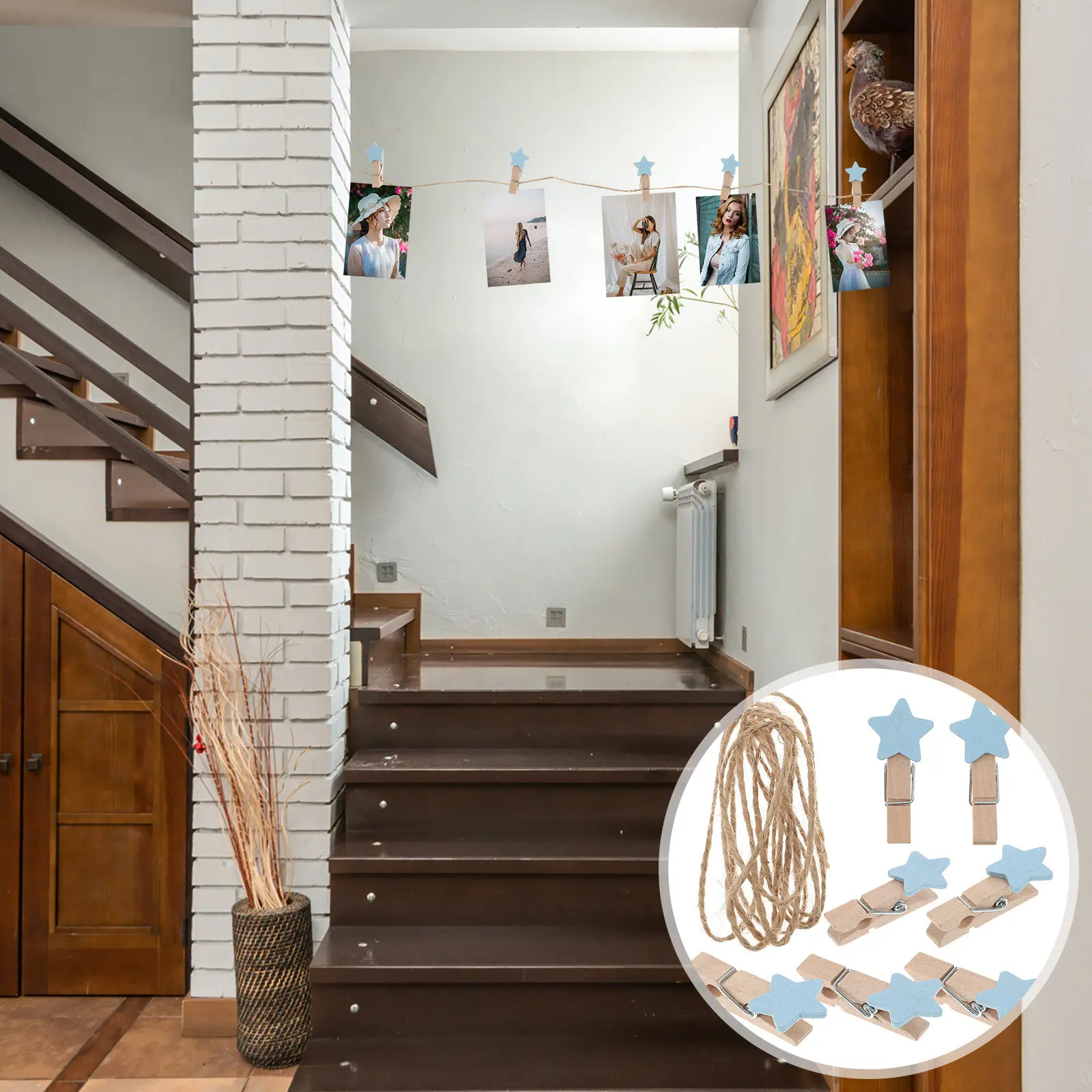 100Pcs Wood Star Shape Photo Clip 3.5cm Mini Clamp for DIY Decoration Paper Message Note Banner Crafts Gift Wooden Clips