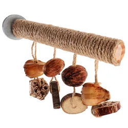 Rope Chew Toys Wooden Bird Perch For Cage Parakeet Stands Cockatiel Toys Bird Toy Wooden Branch Perches For Birdcage Pet