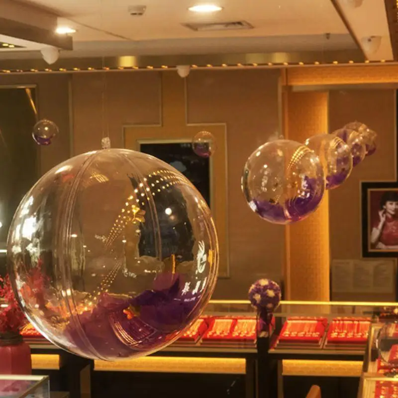 Conchiglie rotonde trasparenti per stampi da bagno 3/5/6 per cm Palline natalizie riempibili in plastica per decorazioni per feste da appendere all'albero di Natale fai da te