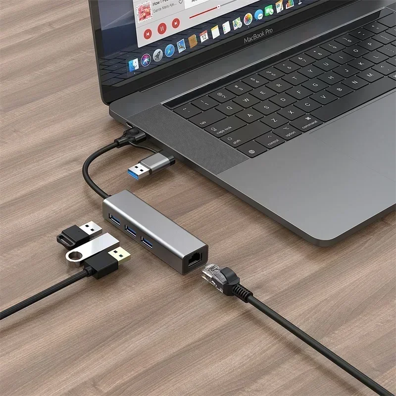 

USB Ethernet Adapter 1000/100Mbps USB3.0 HUB RJ45 Lan for Laptop PC Xiaomi Mi Box Macbook Windows USB-C HUB Network Card