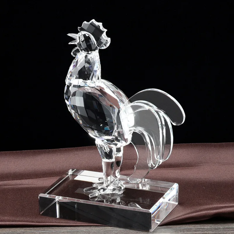 

Zodiac chicken crystal ornament, glass rooster model, farm ranch poultry simulation sculpture figure toy custom