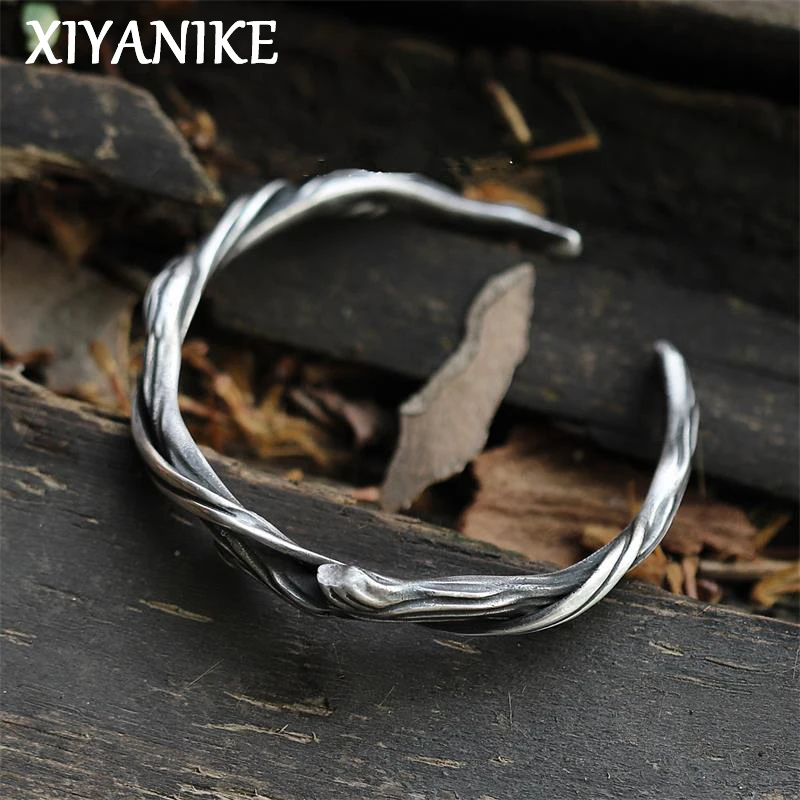 

XIYANIKE Personality Branch Wood Pattern Bangle Bracelet For Men Women Hip Hop Fashion New Jewelry Gift Party Glamorous