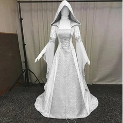 Medieval Renaissance Cos Costume Adult Fitted Bodice Dress Cosplay Costumes Carnival for Women Witch Dress Gifts