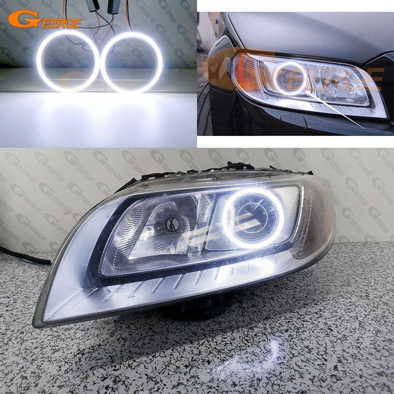 For Volvo S80 V70 XC70 2007 - 2016 Excellent Ultra Bright COB Led Angel Eyes Kit Halo Rings Day Light