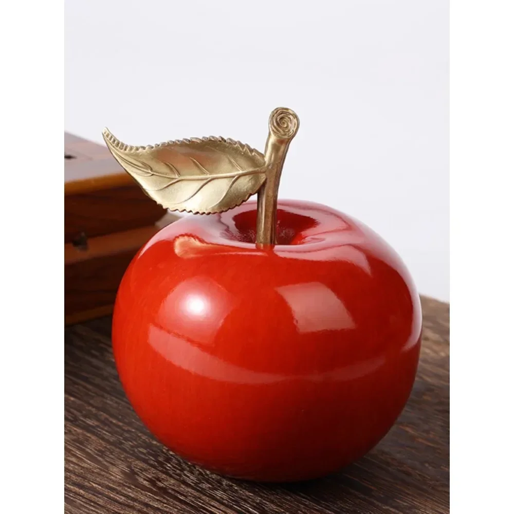 Feifanwo Copper Apple Decoration 【 Auspicious Apple 】 Living Room Desktop Office Desk Home Decoration Gifts to Girlfriend