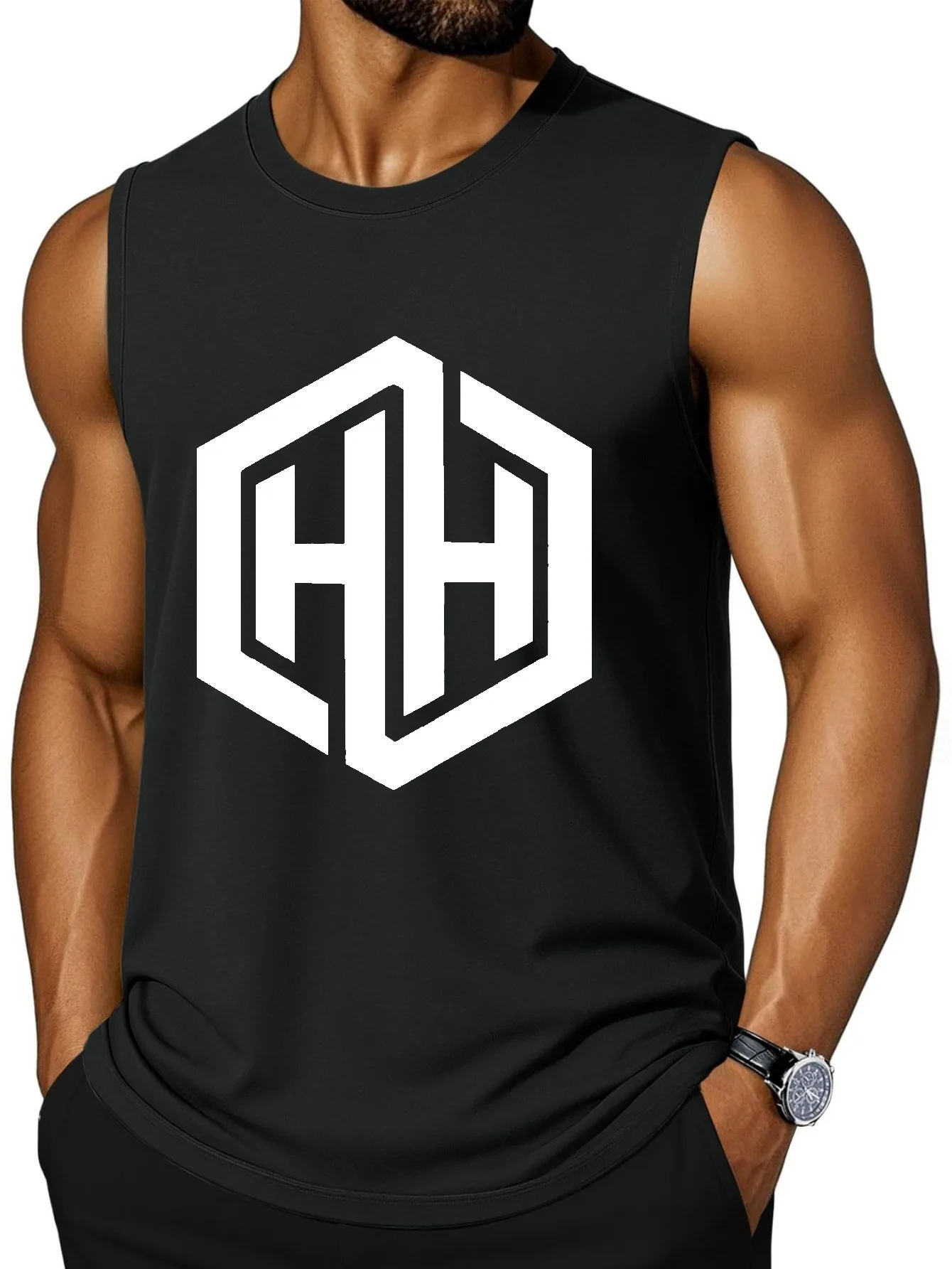 CLOOCL Geometric letter combination logo design printed vest fashion sports tank top men's summer casual top