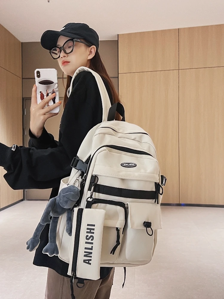 กระเป๋าเป้สะพายหลังขนาดใหญ่สำหรับนักเรียนมัธยม น้ำหนักเบา เหมาะสำหรับการเดินทาง  กระเป๋าแฟชั่นสะพายไหล่คู่สำหรับผู้ชาย...