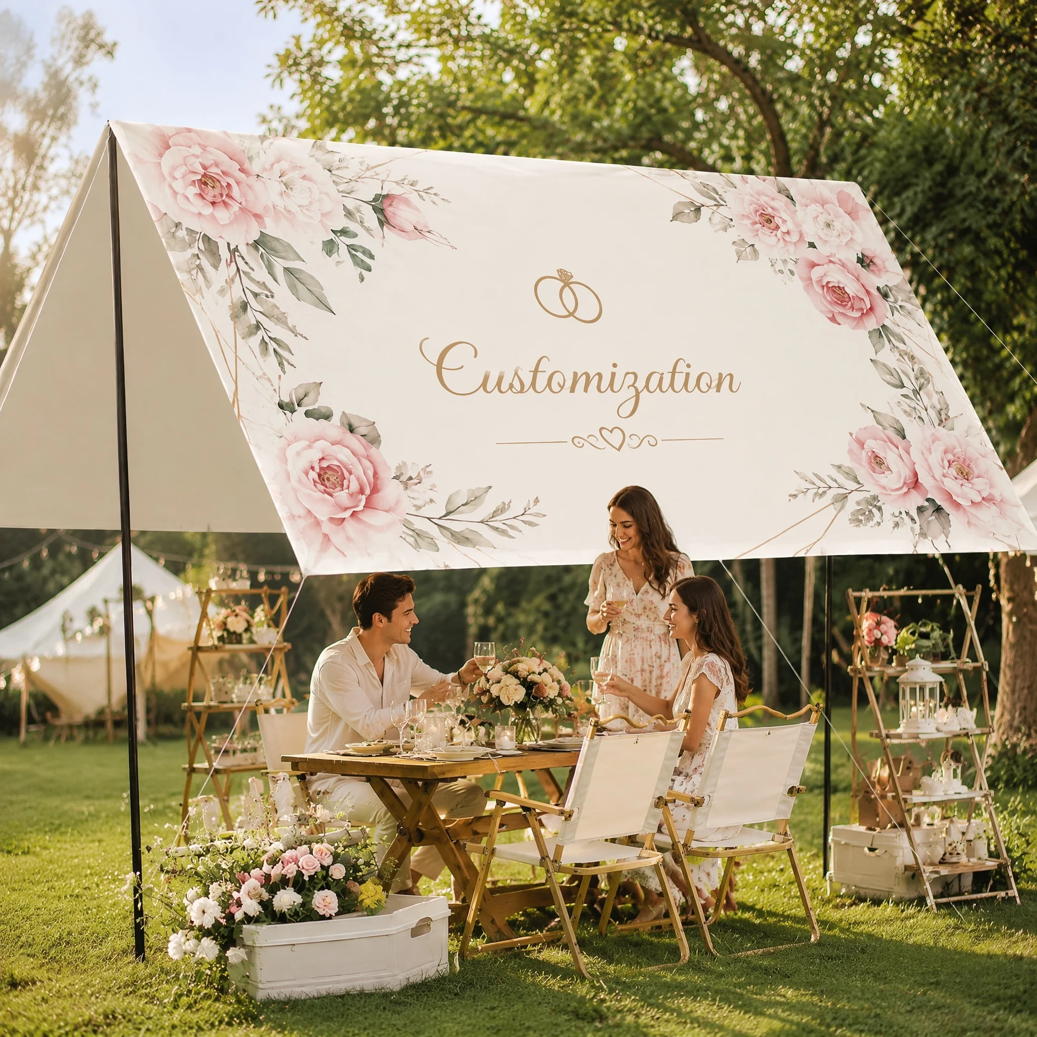 Outdoor Canopy Tent Custom Printed Personalized Shelter Waterproof Camping Awning Sun Protection for Garden Party Decoration