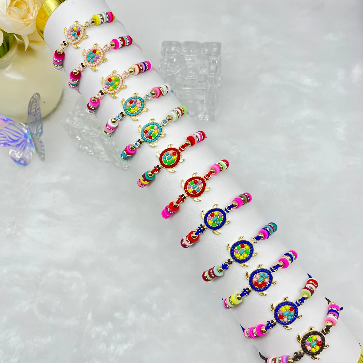 12pcs/card stock Bohemian colorful Turtle Friendship Souvenir bracelet