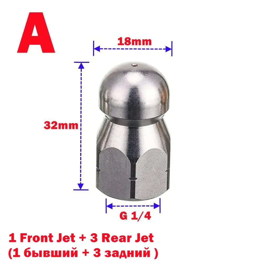 Stainless Steel Sewer Drain Pipe Jetter Cleaning Nozzle For G 1/4 High Pressure Washer Hose image 5