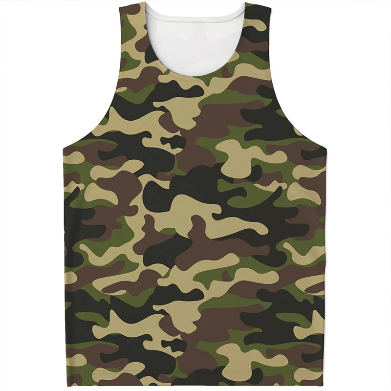 New Fashion Camouflage Pattern Tank Tops Summer Simple Casual 3D Printed Vest Mens Loose Breathable Outdoor Sleeveless T Shirt