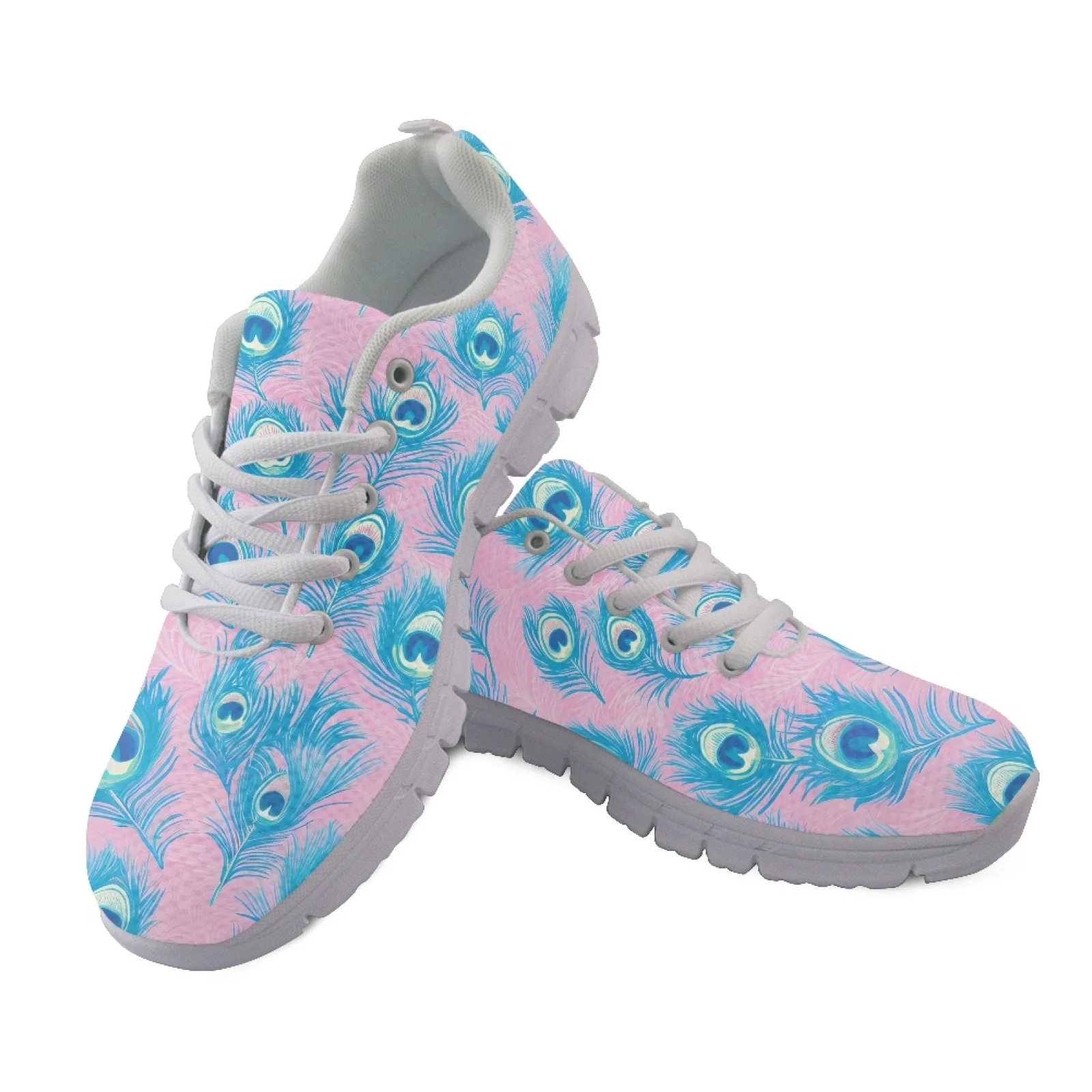 Coloranimal Peacock Feather Pattern Low Top Hiking Shoes Men's Jogging Shoes Travel Shoes for Ladies Women