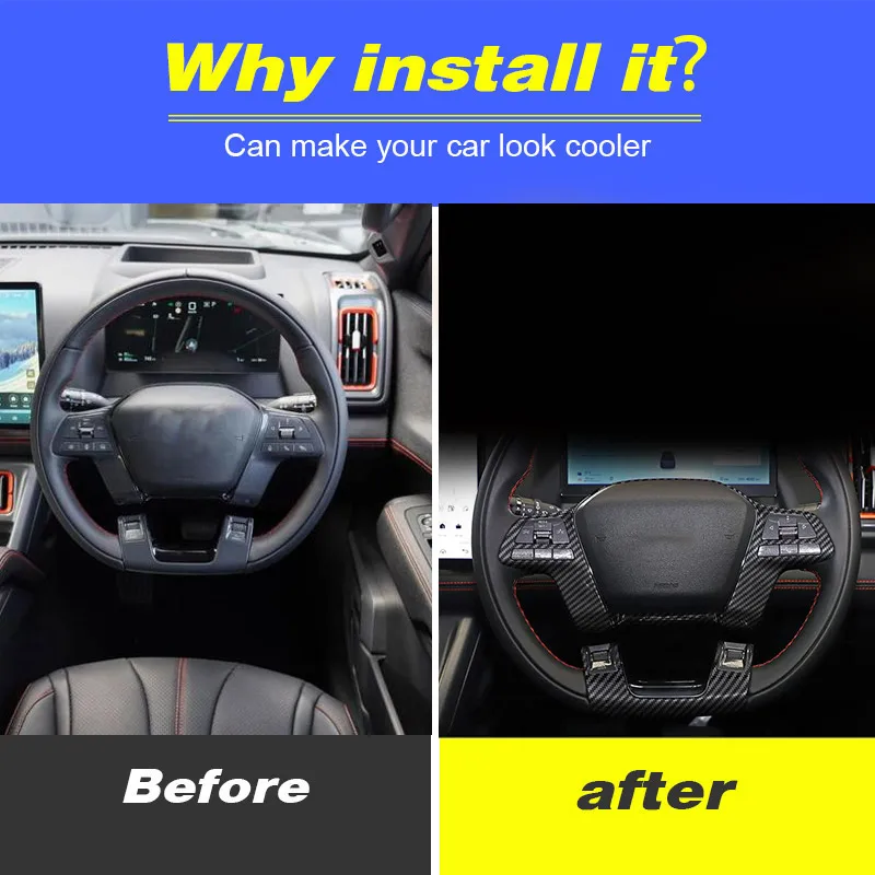 ل BYD القرش 6 2024 2025 LHD RHD ABS ألياف الكربون تراكب الداخلية الكسوة والعتاد التحول لوحة الزجاج التبديل إطار عجلة القيادة