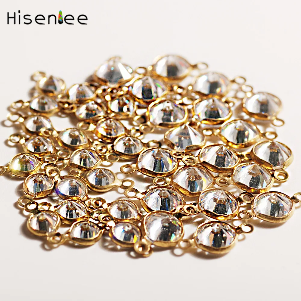DIY Earrings Necklace Bracelet Jewelry Pendant Sharp Bottom Zircon Copper Embryo Double Ears Round Zircon Pendant