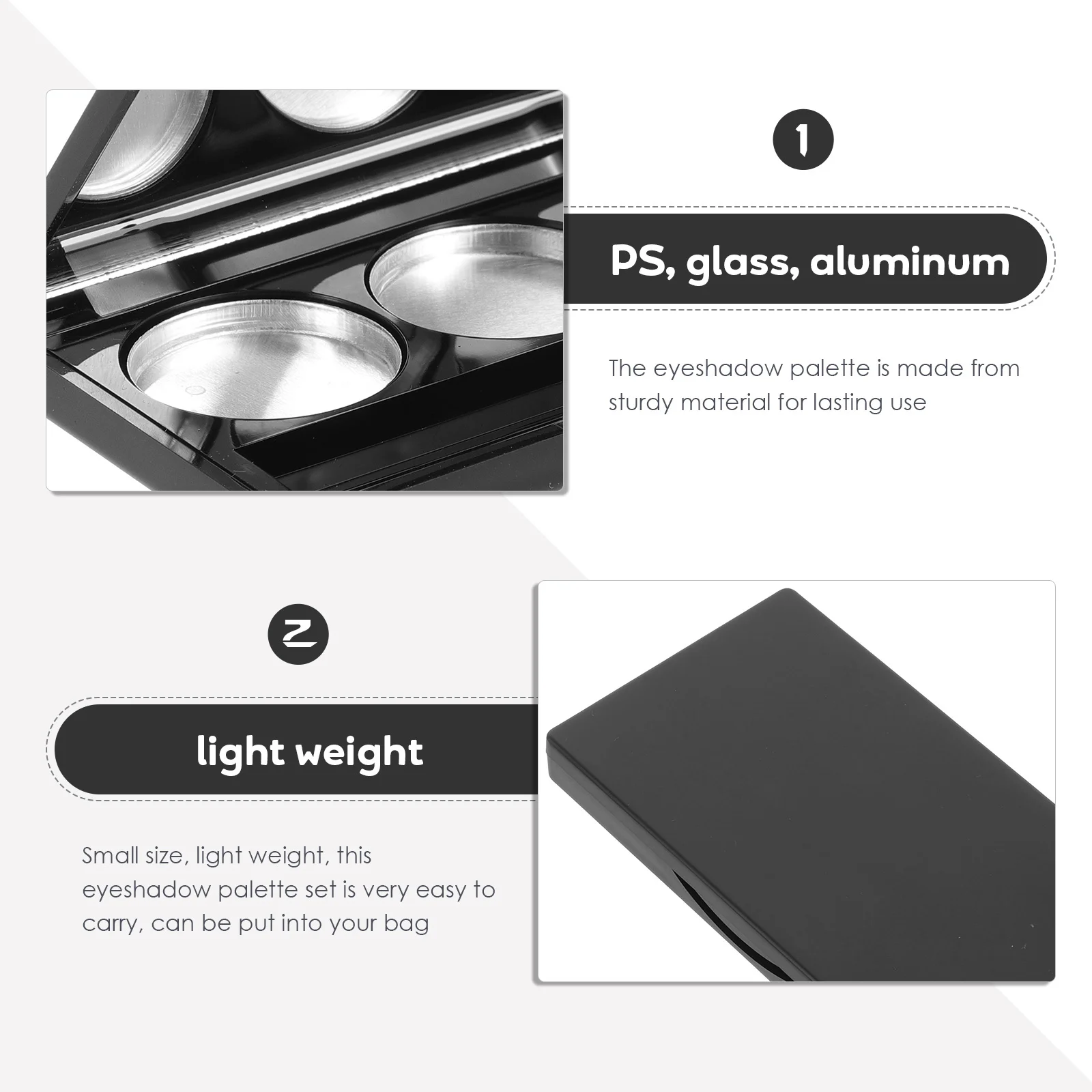 مجموعة واحدة من علبة ظلال العيون، لوحة فارغة، حاوية مكياج محمولة مع مرآة، صينية قوية وخفيفة الوزن لأحمر الخدود بلسم الشفاه بنفسك #3
