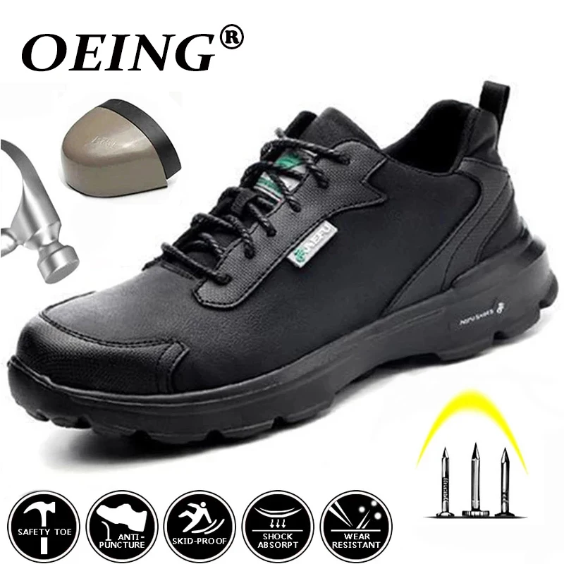 Lightweight Waterproof Men Safety Shoes Steel Toe Work Shoes For Men Anti-Smashing Construction Sneaker Reflective Casual Shoes