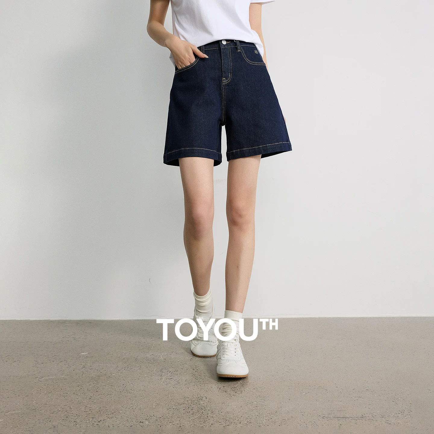 

TOYOUTH Women Stretch Denim Shorts 2026 Summer New High Waist Wide Leg Casual Versatile Hot Pants Trendy