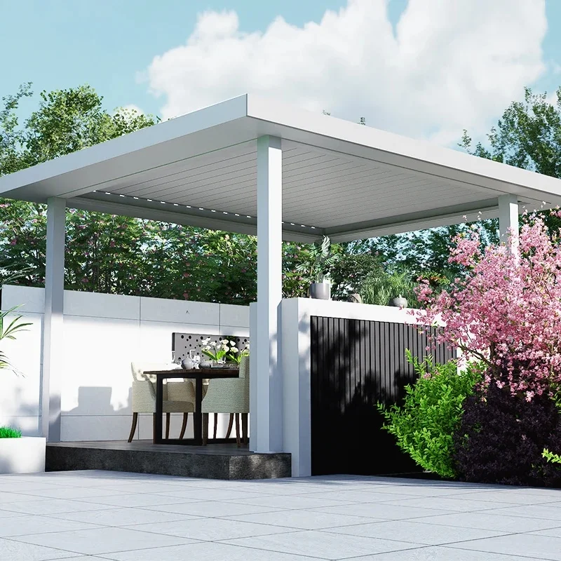 Factory Price Custom Retractable Awning Pergolas Exterior Corner Bracket Double Roof Pergola