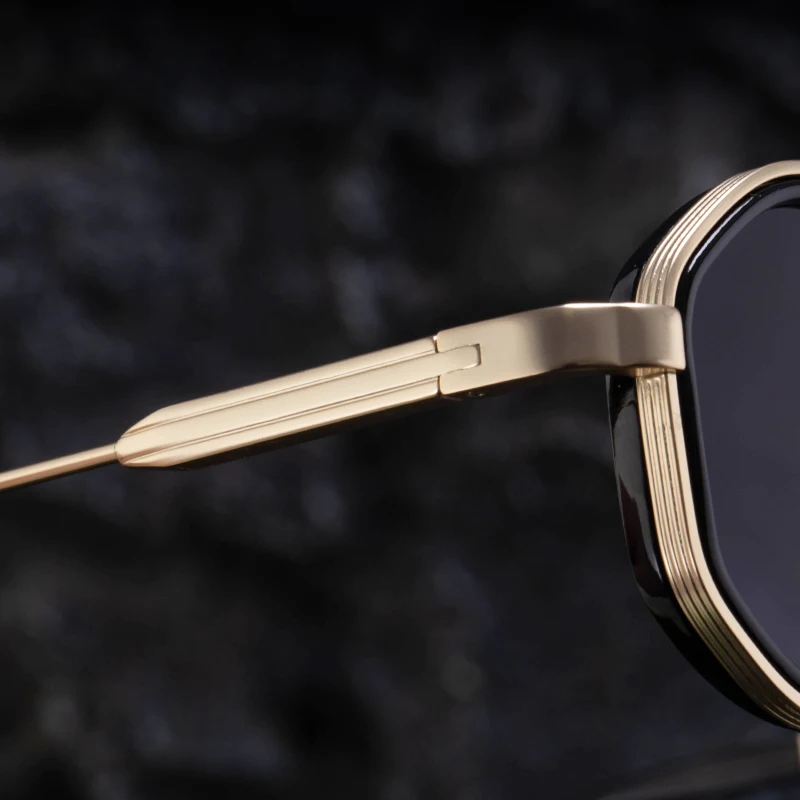 Steampunk Rechteckige Sonnenbrille für Herren 2026 Luxusmarke Retro Punk Sonnenbrillen für Männer Vintage Doppelbalken-Brillen UV400-Schutz – Detail 4
