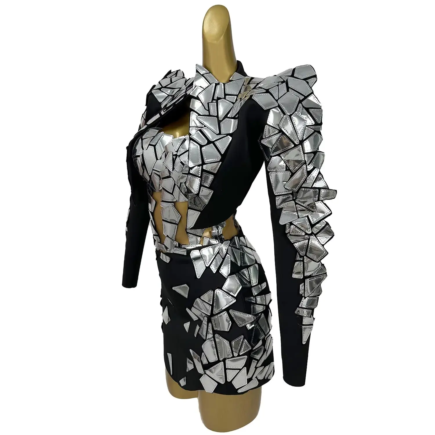 

Sparkly Sequins Crop Tops Mini Skirt Jacket 3Pieces Set Party Club Stage Performance Dress-up Short Dress Sexy Jazz Dance Wear