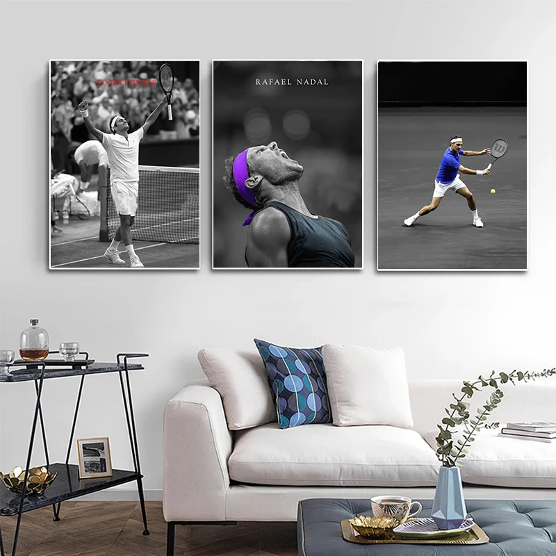 Tennis Player Roger Federer Portrait Poster Prints Sport Art Canvas Painting Wall Art for Living Room Decor Picture Frameless