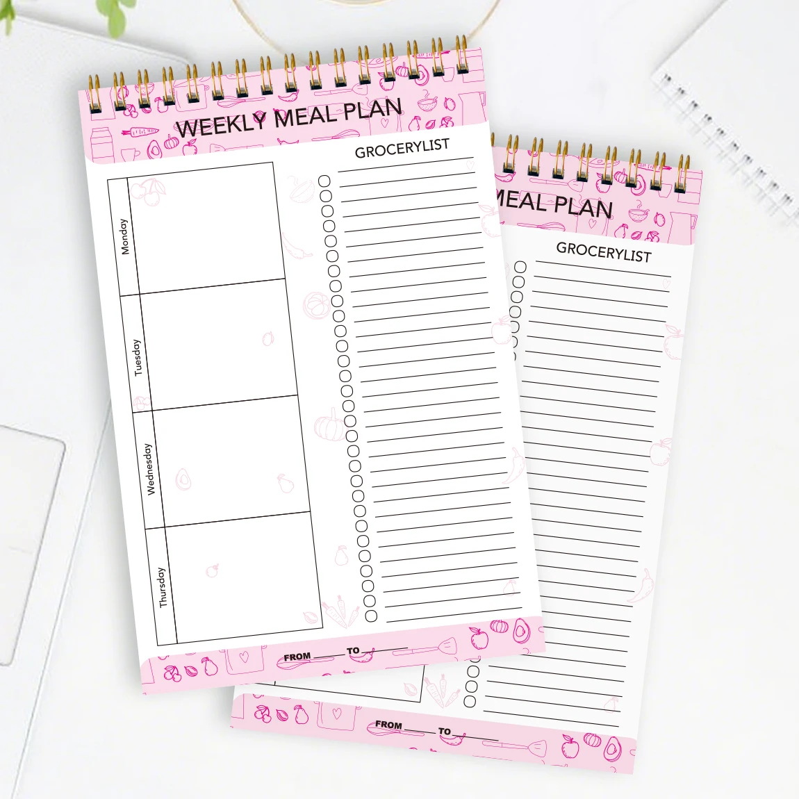 

Minimalist Meal Planner, Weekly and Daily Meal Prep Diary, Grocery List, Organized Meal Planning, with Index Stickers