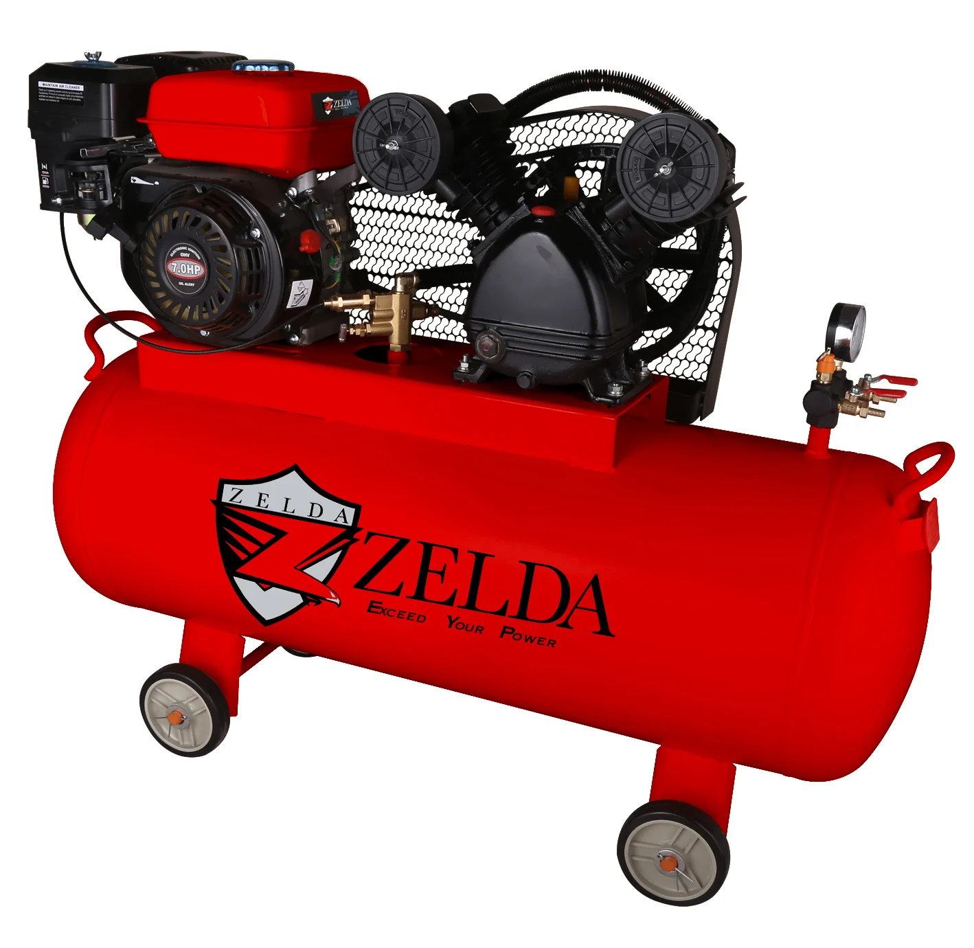 100L Air Compressor Motor 6.5hp 2 Cylinder High Performance Air Compressor Portable Diesel Engine Air Compressor 8 Bar/115psi