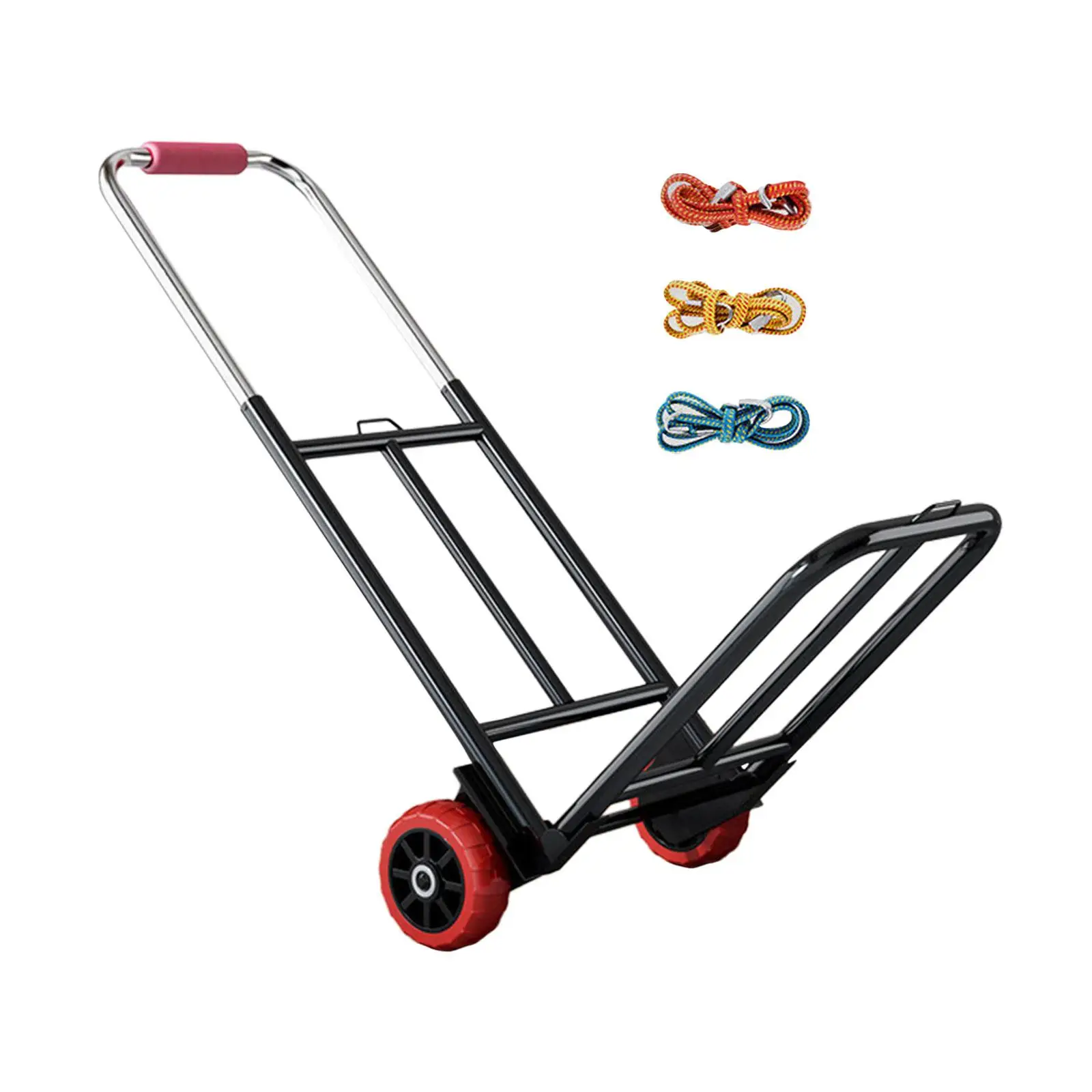 Luggage Trolley Cart Multi Purpose with 3 Elastic Ropes Adjustable Folding Hand Truck 70kg for Outdoor Travel Grocery Moving