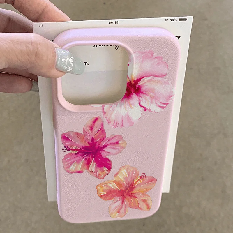 Pink Hibiscus Flowers Phone Case for Samsung S26 S25 S24 S23 S22 S21 S20 Note20 Ultra Plus A73 A55 5G Silicone Cover
