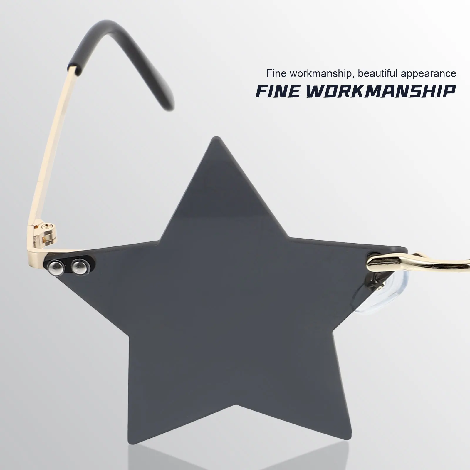 

Fashion Unisex Grey PC Metal Frame Star-Shaped Design Durable Comfortable Eyewear for Outdoor Rimless