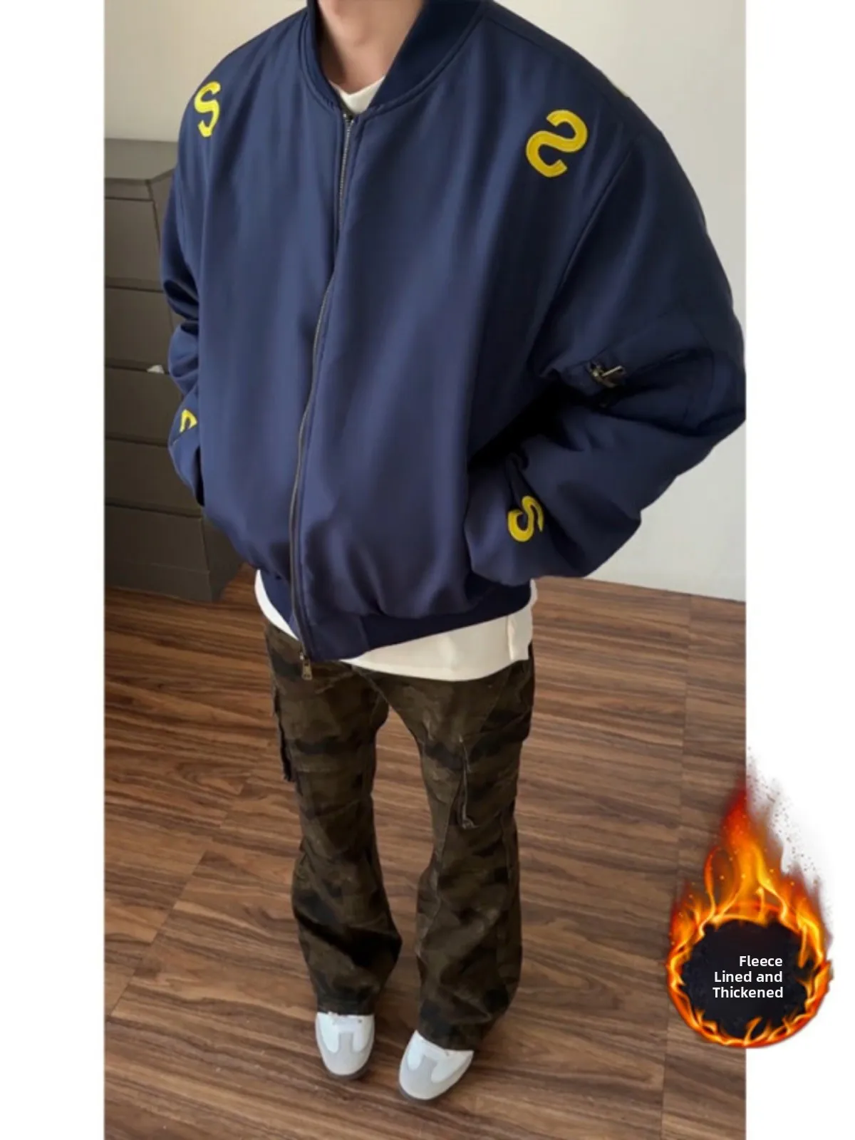 

American Sle Bomber Jaet Cotton Flight Coat Men's ort Thiened Autumn Winter Faionable And Haome Outerwear